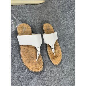Aerosoles A2 Size 9.5M White Faux Leather T Strap Sandal